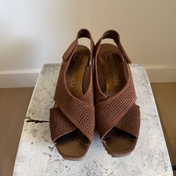 Pedro Garcia brown Natural Frigg Suede Crossover Wedge Sandals size 9/40 - Picture 2 of 7